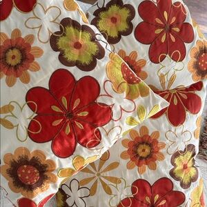 3 pillows Pier1 Bold Floral Embroidered in Red, Orange & Yellow. Used good